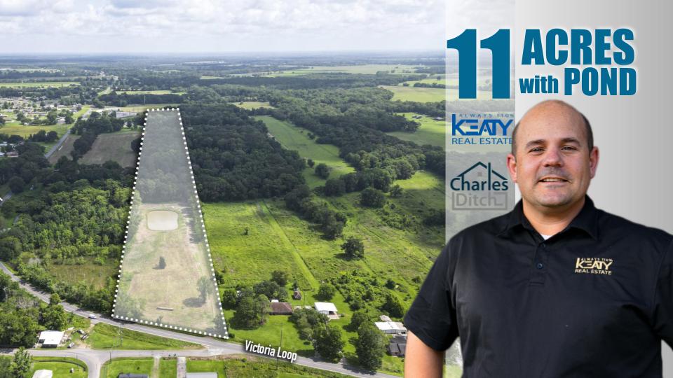 11 acres with a pond for sale in Lafayette, LA, presented by real estate agent Charles Ditch of Keaty Real Estate.